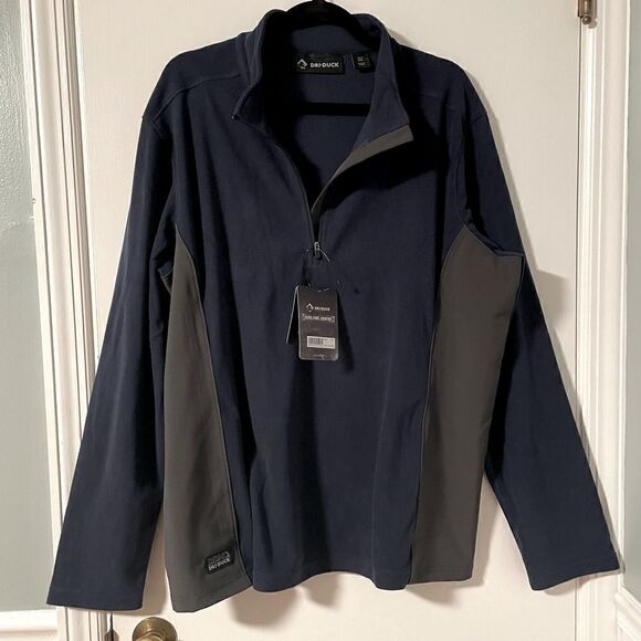 Dri-Duck NEW performance quarter zip anti-static anti-pill navy & olive 3X - Picture 1 of 11